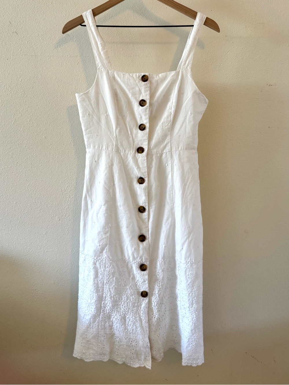 Gap White Button-Front Midi Sundress